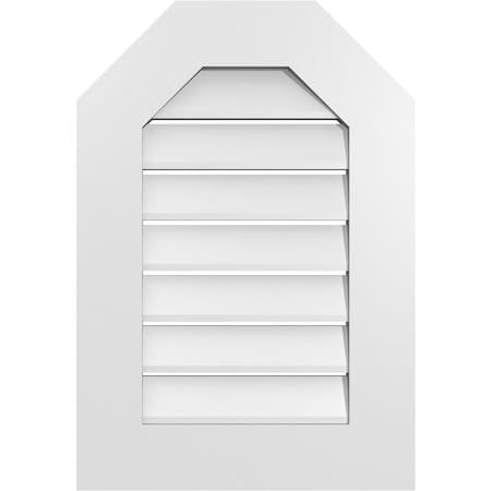 Ekena Millwork Octagonal Top Surface Mount PVC Gable Vent: Functional, w/ 3-1/2"W x 1"P Standard Frame, 18"W x 26"H GVPOT18X2601SF